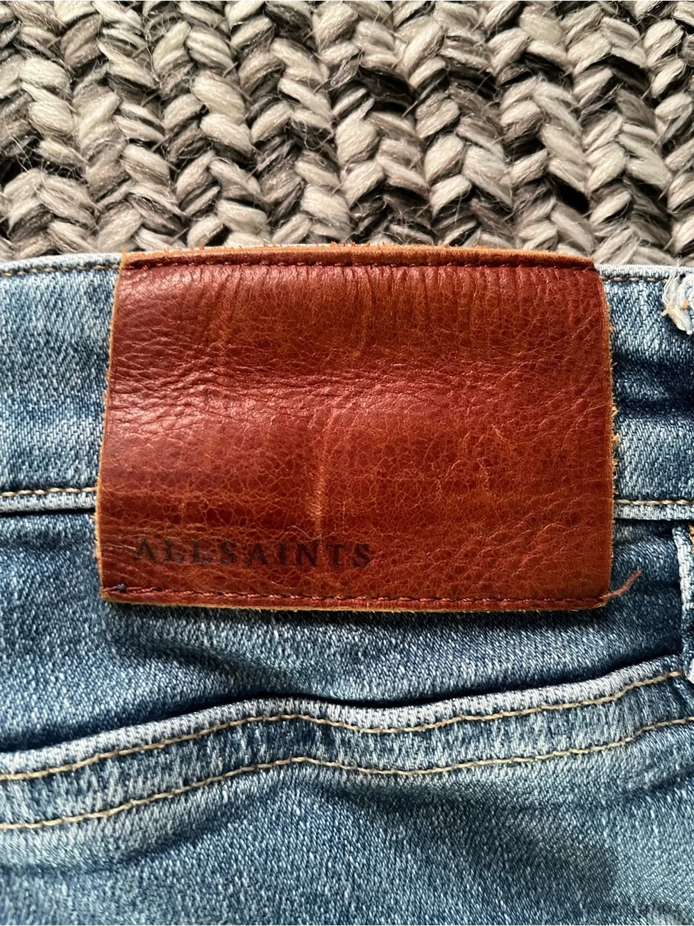 AllSaints Cigarette Slim light wash blue Jeans men’s 36” stretch denim - Picture 3 of 10